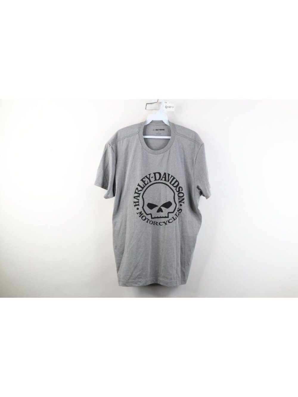 Vintage Y2K Harley Davidson Womens XL Spell Out Skeleton Skull T-Shirt Gray
